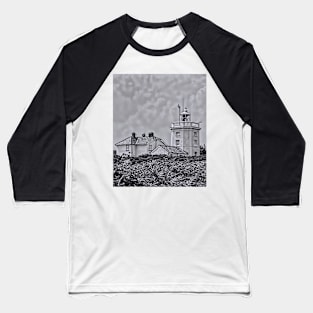 Cromer Lighthouse Black and White Baseball T-Shirt